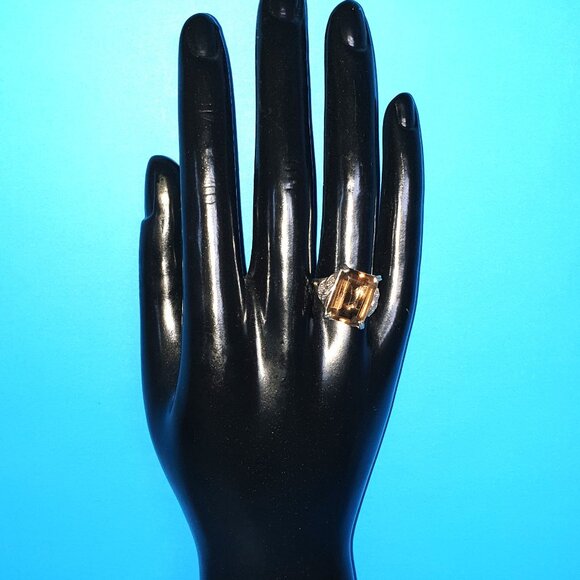 One-of-a-Kind Vintage Art Deco Smoky Quartz 925 Sterling Silver Cocktail Ring - Picture 4 of 15